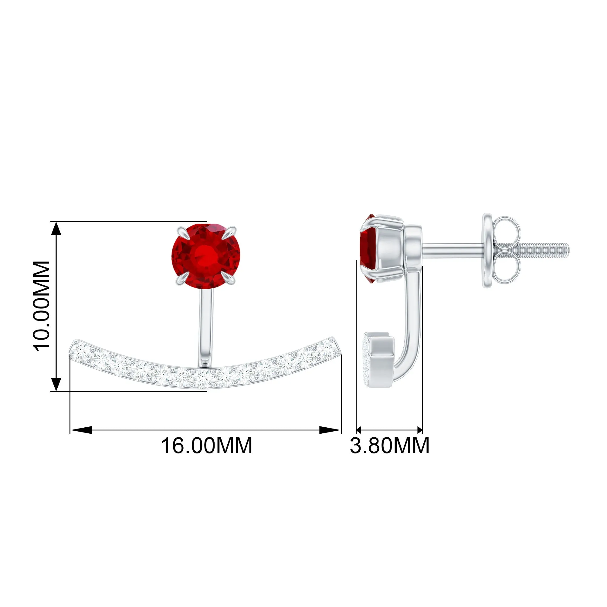 1 CT Lab Grown Ruby and Diamond Classic Jacket Earrings