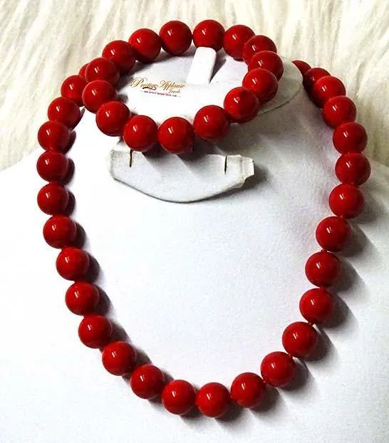 1 Layers Simple Red Bead Necklace Jewellery