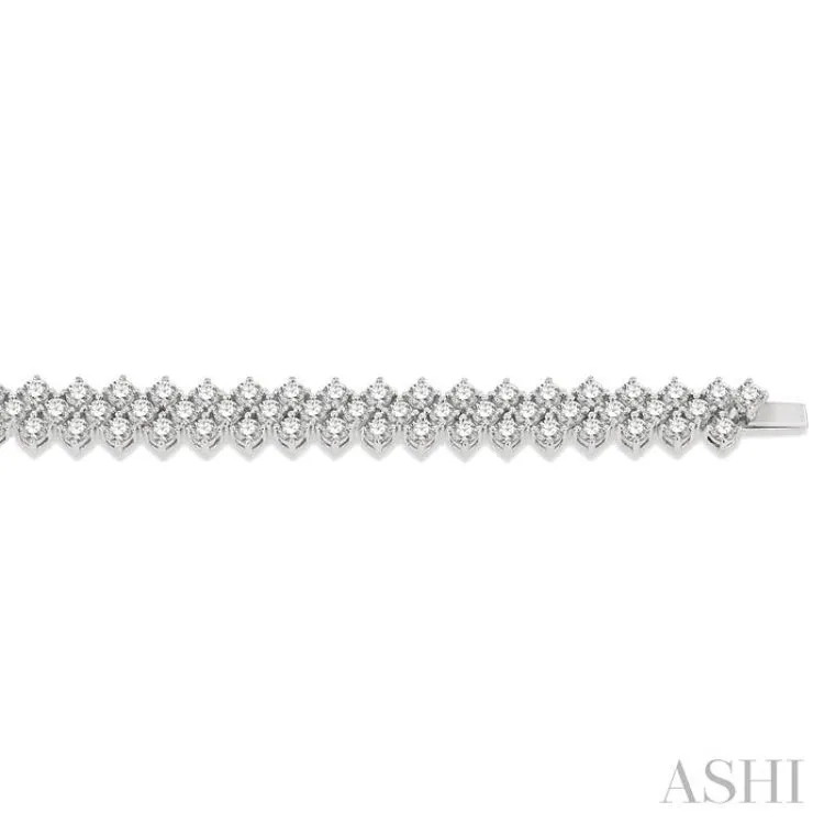 10 ctw Chevron Link Round Cut Diamond Tennis Bracelet in 14K White Gold