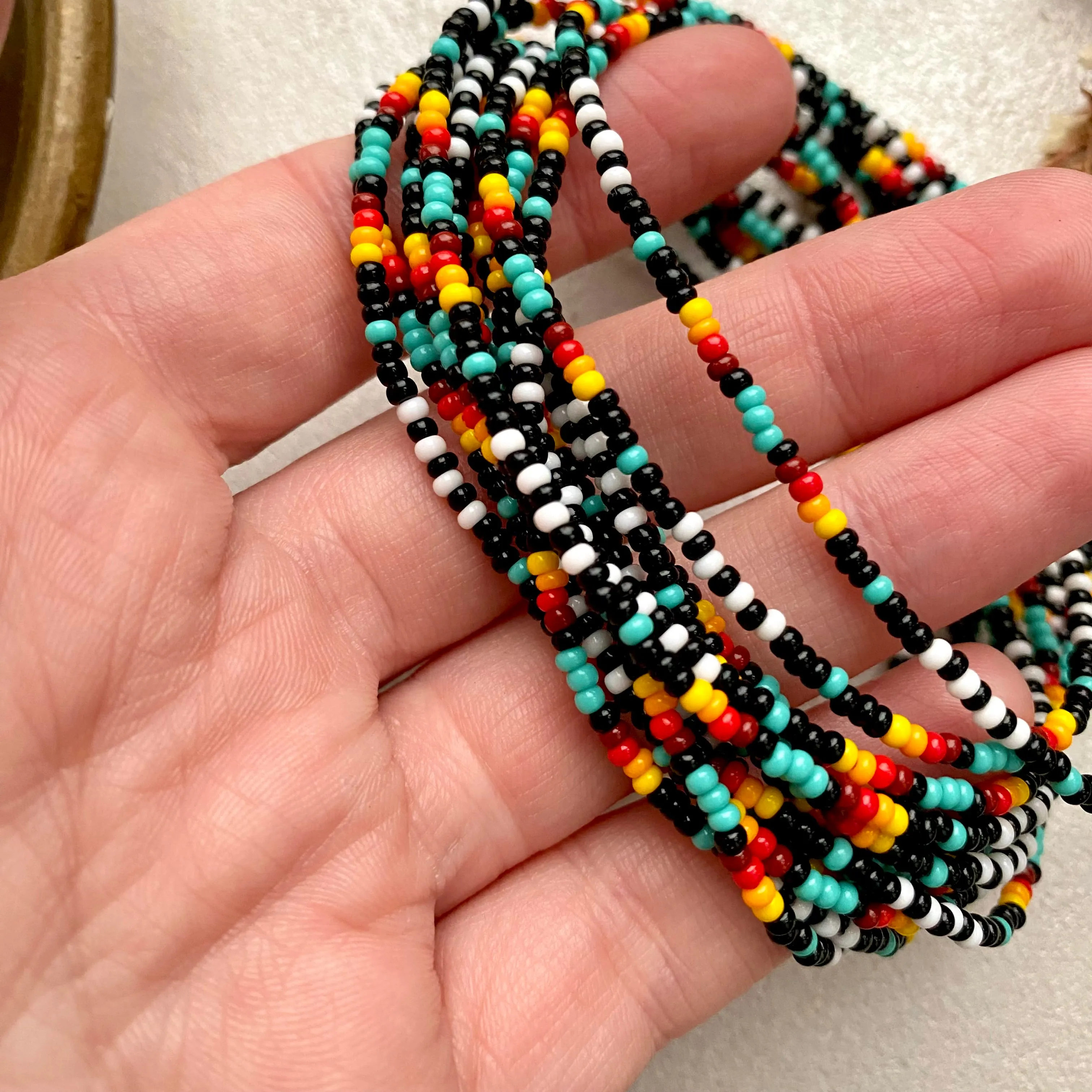 100-300" Long Seed Bead Necklace Statement, Colorful Layered Necklace, Extra long wrap necklace, Indigenous Style Necklace, Native Inspired