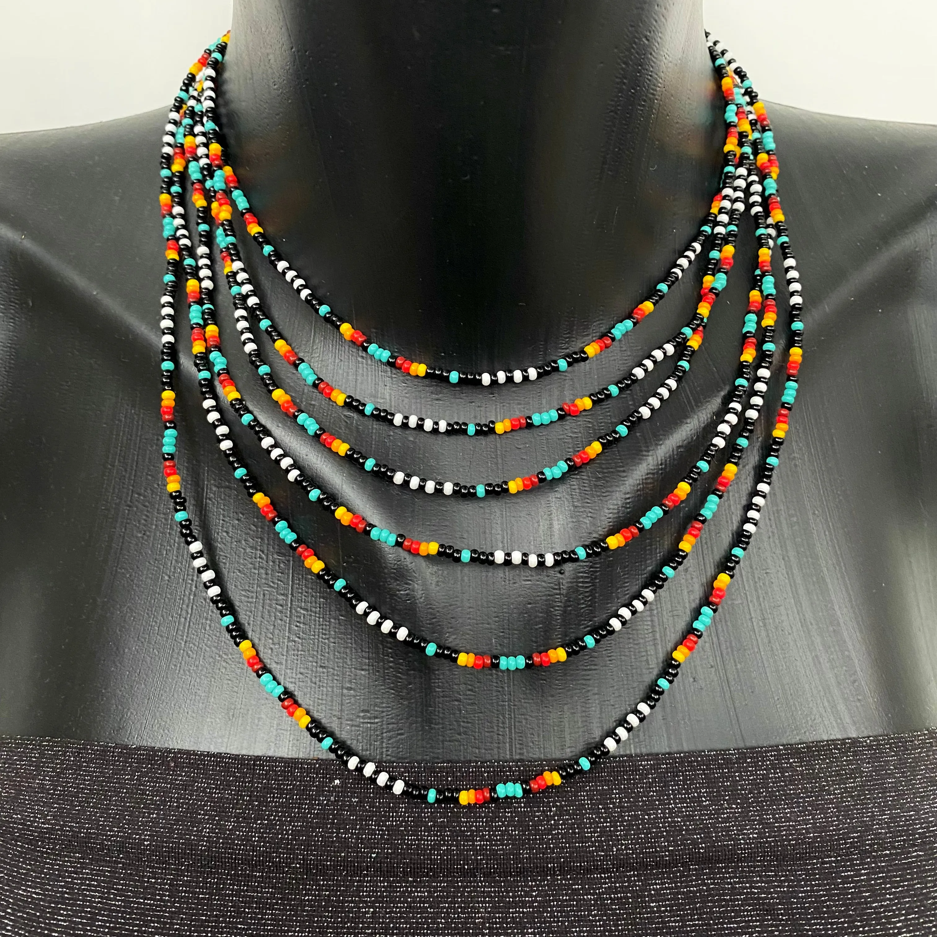 100-300" Long Seed Bead Necklace Statement, Colorful Layered Necklace, Extra long wrap necklace, Indigenous Style Necklace, Native Inspired