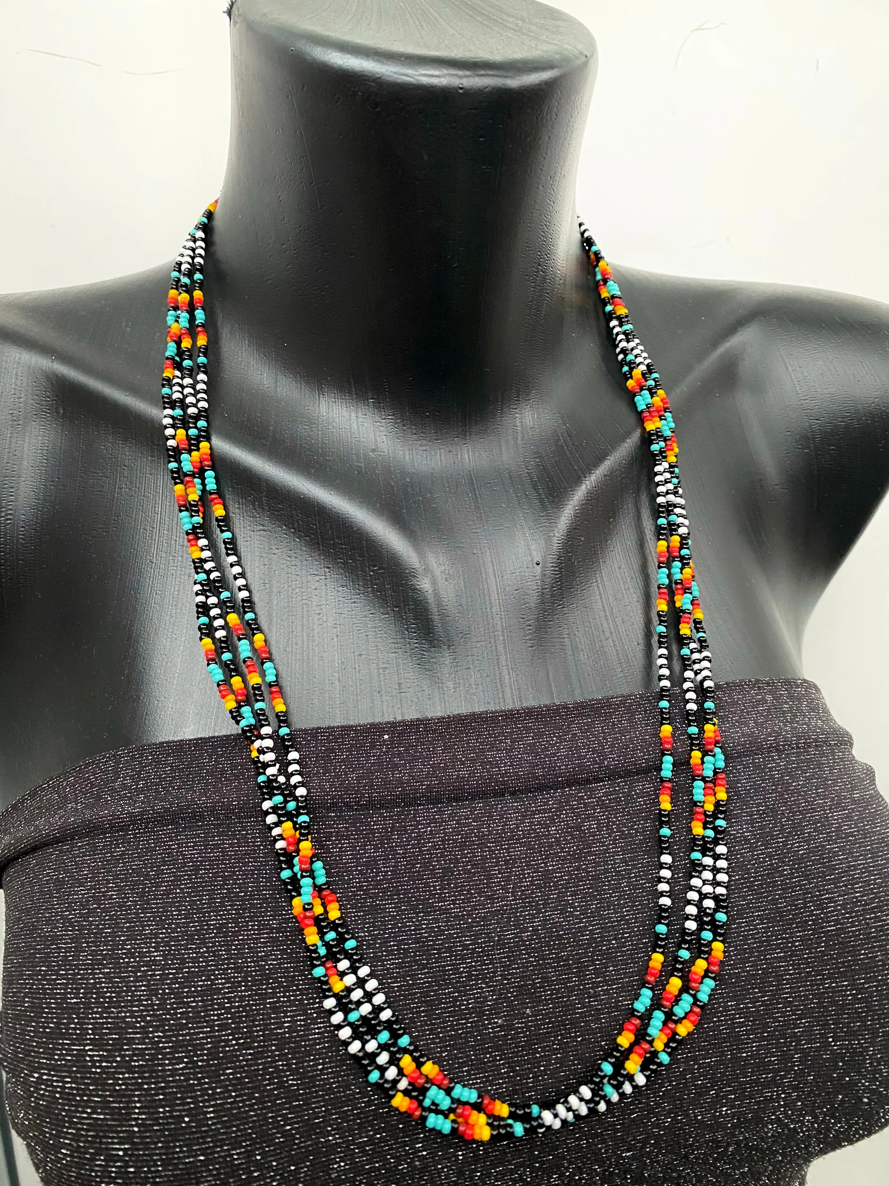 100-300" Long Seed Bead Necklace Statement, Colorful Layered Necklace, Extra long wrap necklace, Indigenous Style Necklace, Native Inspired