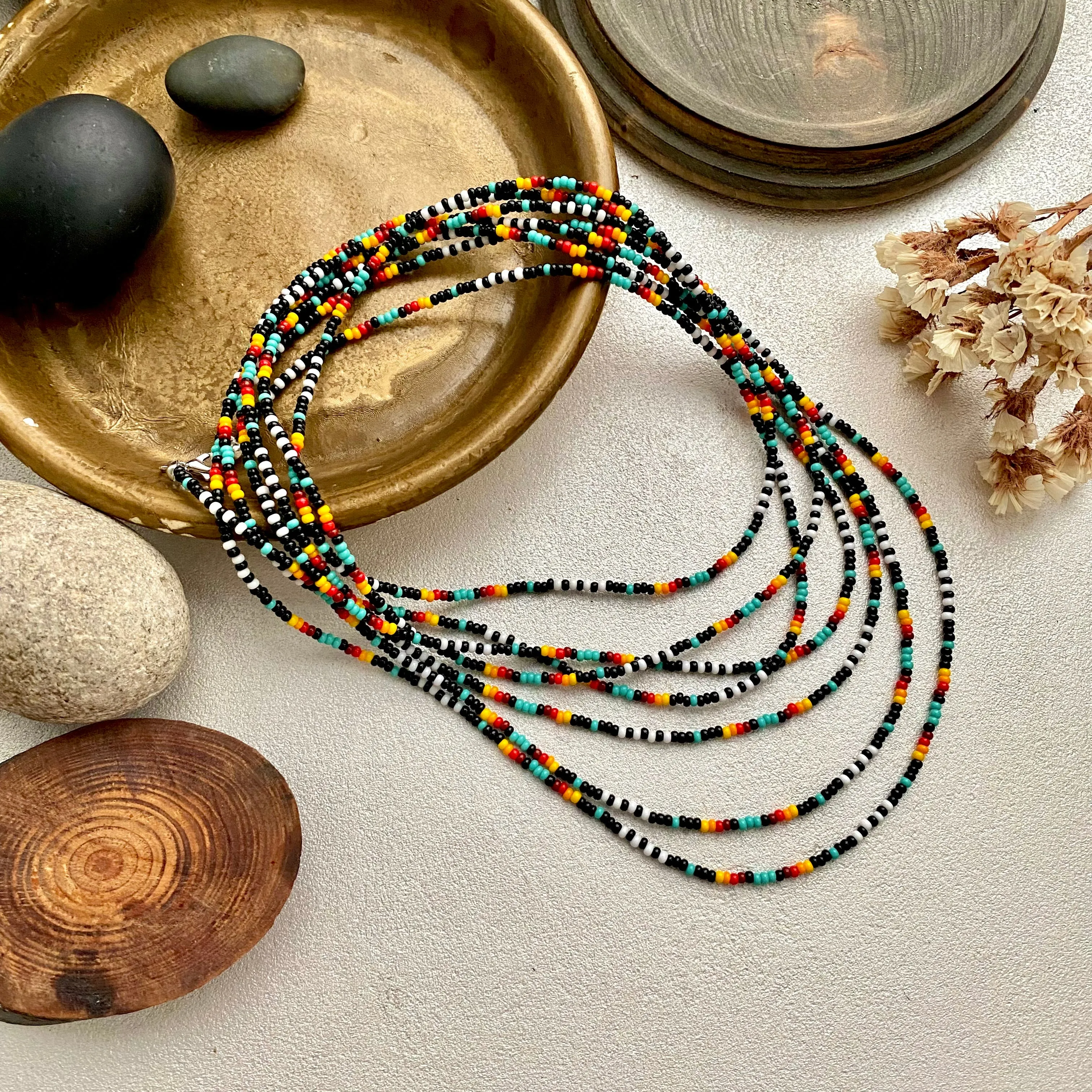 100-300" Long Seed Bead Necklace Statement, Colorful Layered Necklace, Extra long wrap necklace, Indigenous Style Necklace, Native Inspired