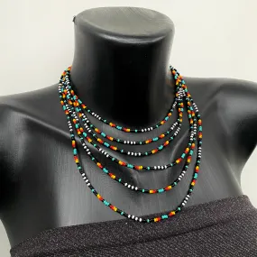 100-300" Long Seed Bead Necklace Statement, Colorful Layered Necklace, Extra long wrap necklace, Indigenous Style Necklace, Native Inspired