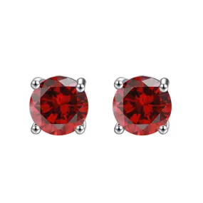 10k White Gold Plated 1/2 Ct Round Created Ruby Stud Earrings