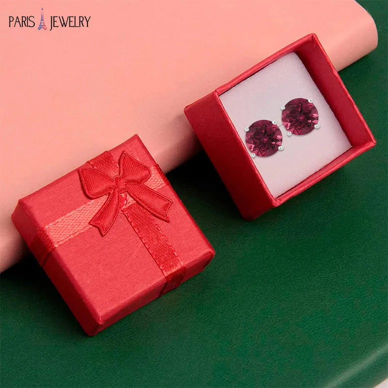 10k White Gold Plated 1/2 Ct Round Created Ruby Stud Earrings