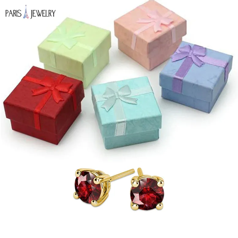 10k Yellow Gold Plated 3 Ct Round Created Ruby CZ Stud Earrings