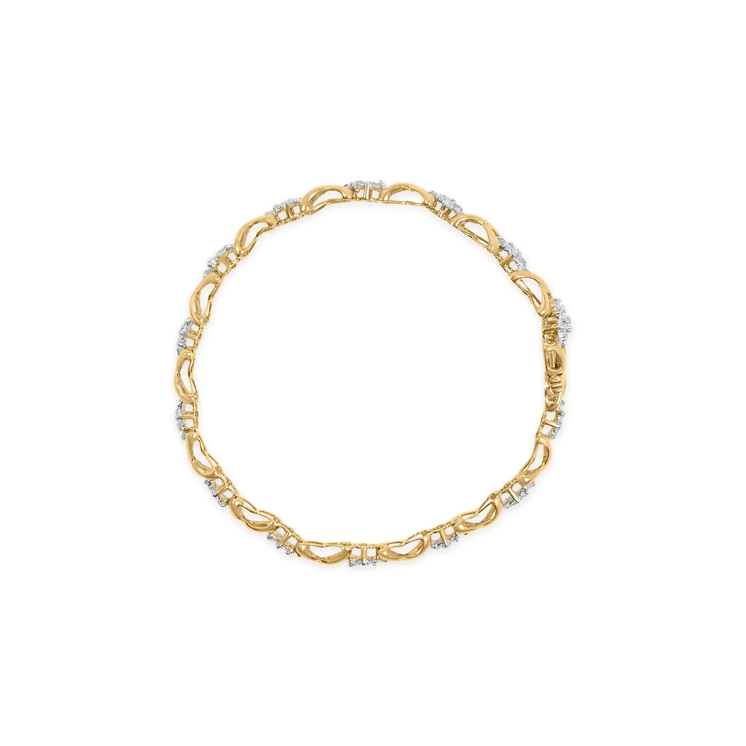 10k Yellow Gold Plated .925 Sterling Silver 2.00 Cttw Round-Cut Diamond Link 7" Bracelet