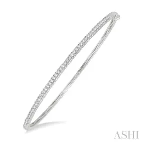 1/2 ctw Slim Round Cut Diamond Bangle Bracelet in 14K White Gold