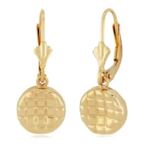 14k Faceted Disc Drop Earrings