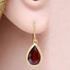 14k Filigree Teardrop Garnet Earrings