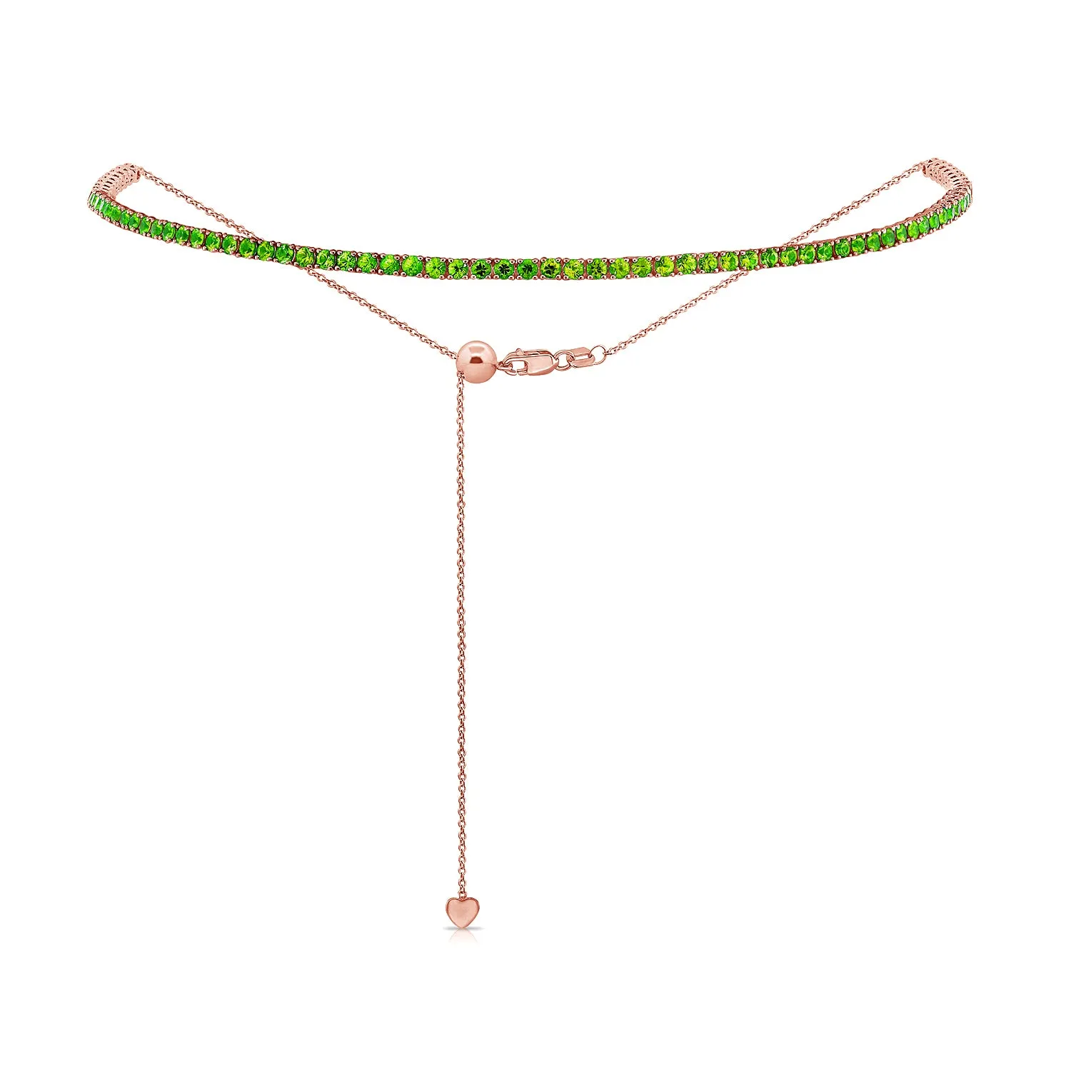 14k Gold & Green Emerald Adjustable Tennis Choker Necklace - 2.7ct