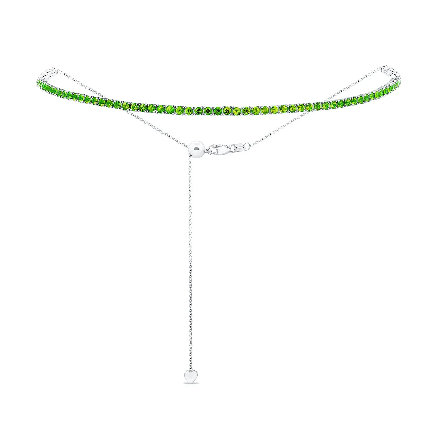 14k Gold & Green Emerald Adjustable Tennis Choker Necklace - 2.7ct