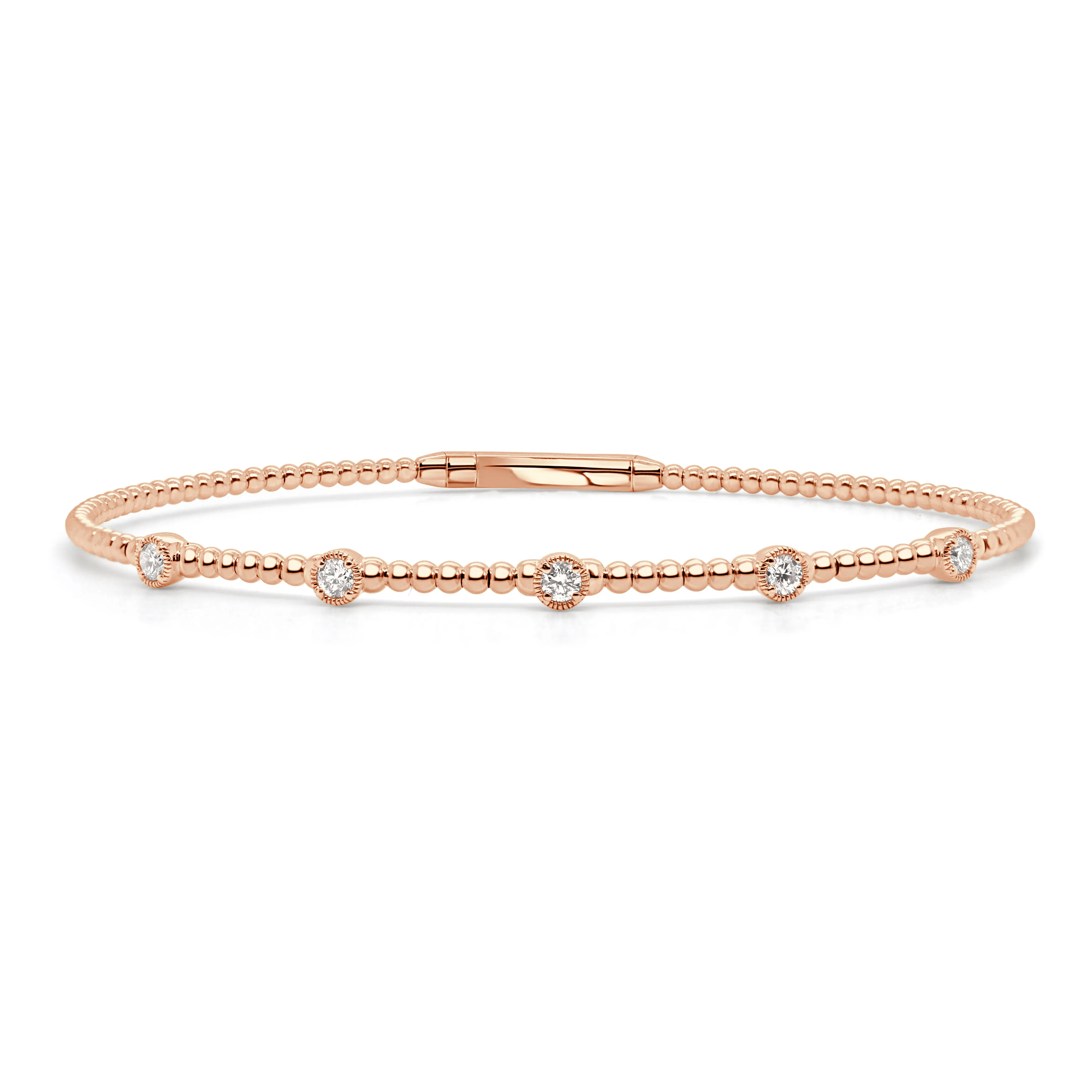 14K Gold Flexible Diamond Bangle - 0.25ct