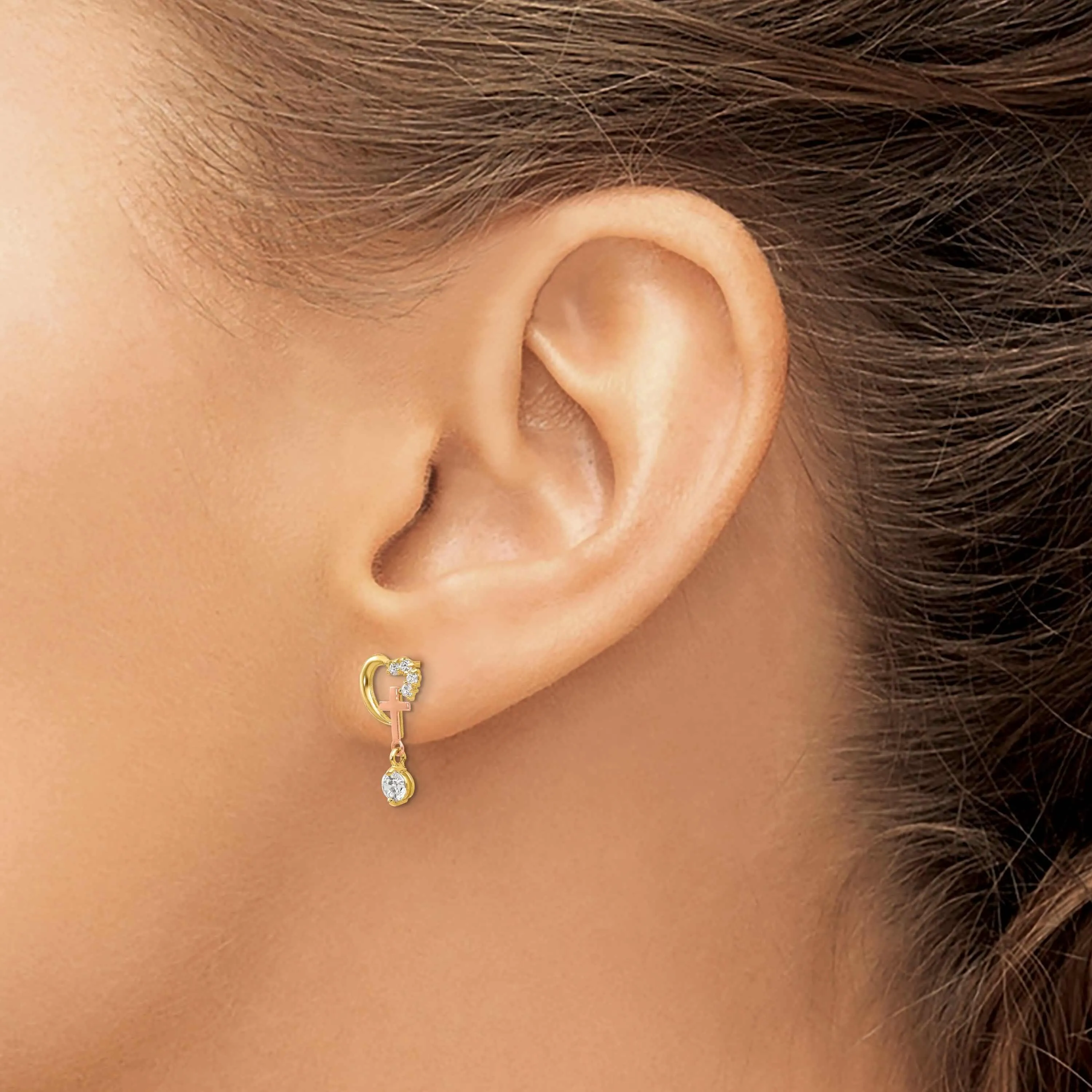 14k Madi K CZ Childrens Mushroom Post Earrings