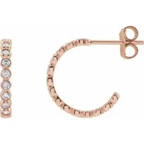 14K Rose Gold 3/8 CTW Lab-Grown Diamond Huggie Earrings