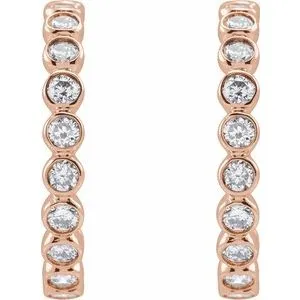 14K Rose Gold 3/8 CTW Lab-Grown Diamond Huggie Earrings