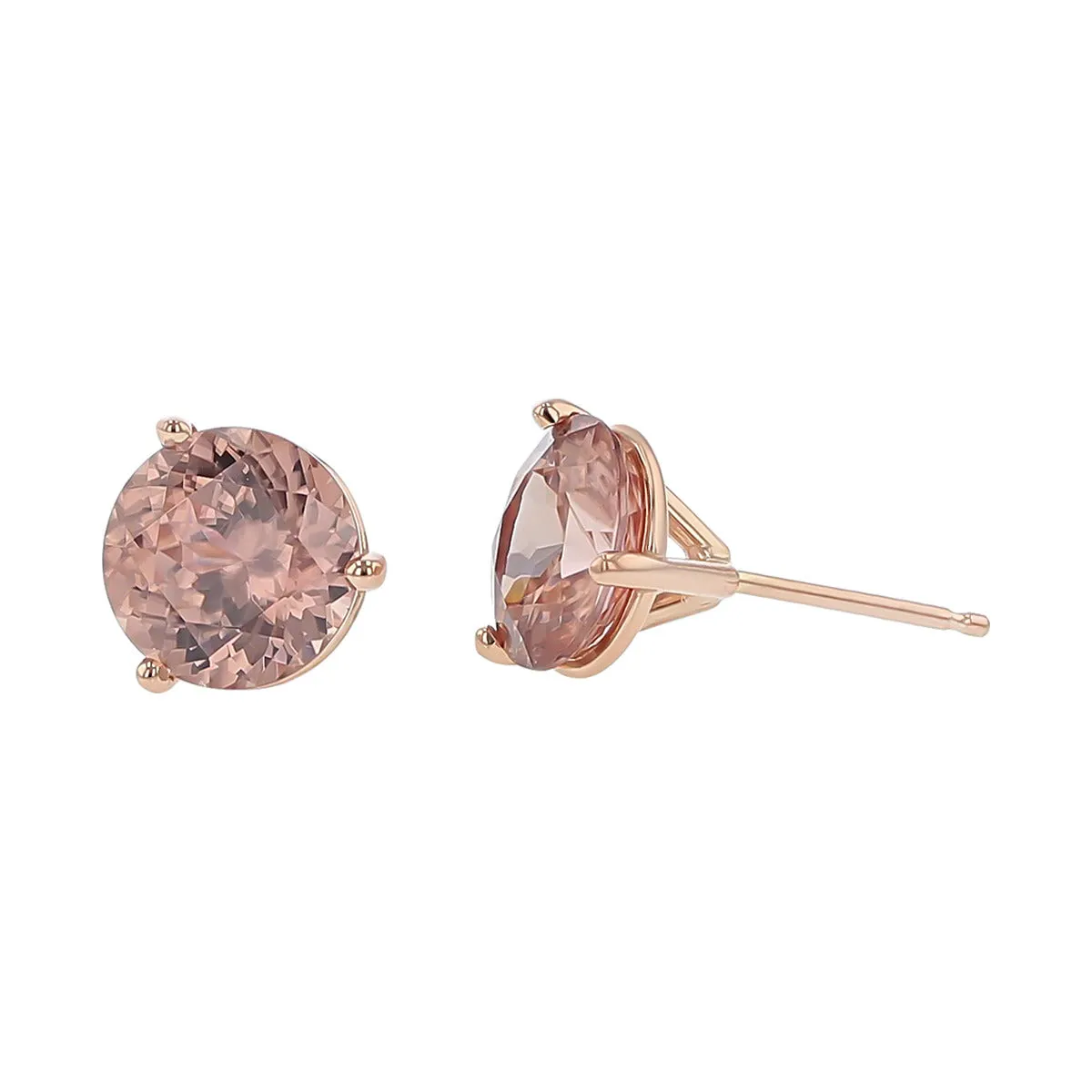 14K Rose Gold Blush Zircon Stud Earrings