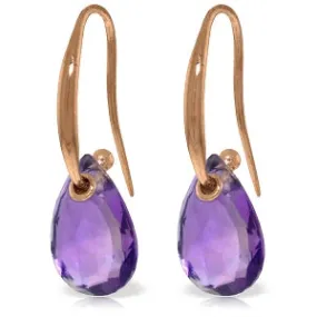 14K Solid Rose Gold Fish Hook Amethyst Earrings