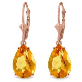 14K Solid Rose Gold Leverback Earrings Natural Citrine Certified Class