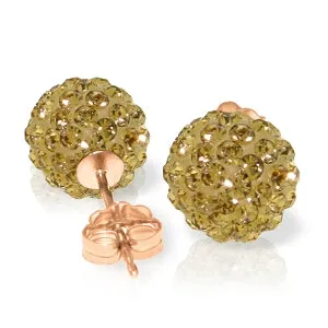 14K Solid Rose Gold Yellow Cubic Zirconia Ball Stud Earrings