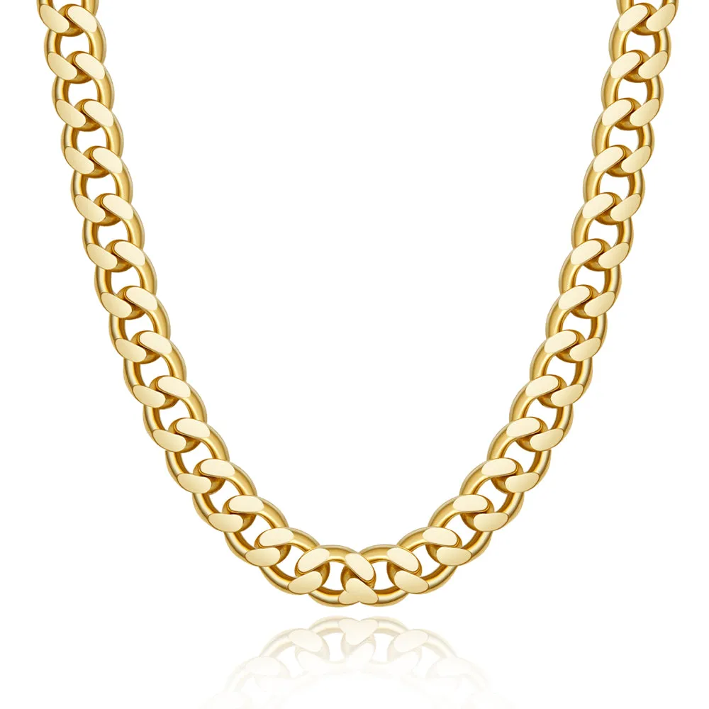 14K Stainless Steel Chunky Curb Cuban Link Chain Necklaces