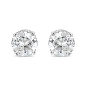 14K White Gold 0.40 Cttw Round Brilliant-Cut Diamond Classic 4-Prong Stud Earrings (L-M Color, I1-I2 Clarity)