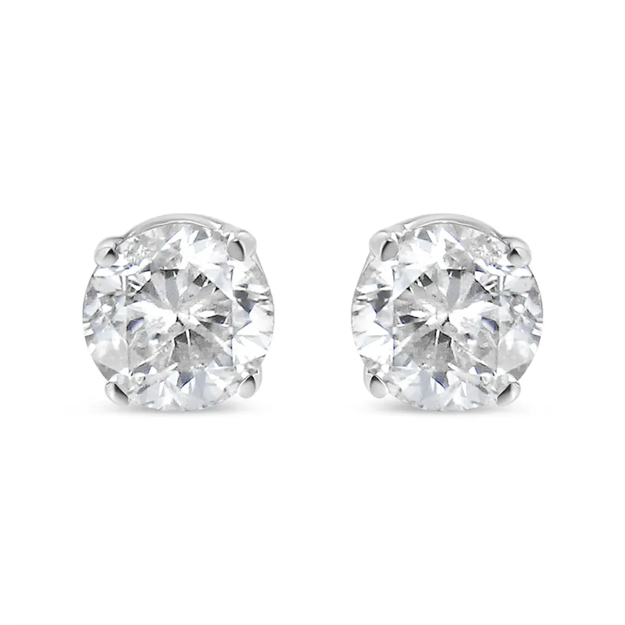 14K White Gold 1/6 Cttw Round Brilliant-Cut Near Colorless Diamond Classic 4-Prong Stud Earrings (H-I Color, VS1-VS2 Clarity)