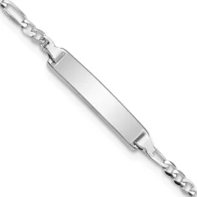 14K White Gold Children Figaro Link ID Bracelet