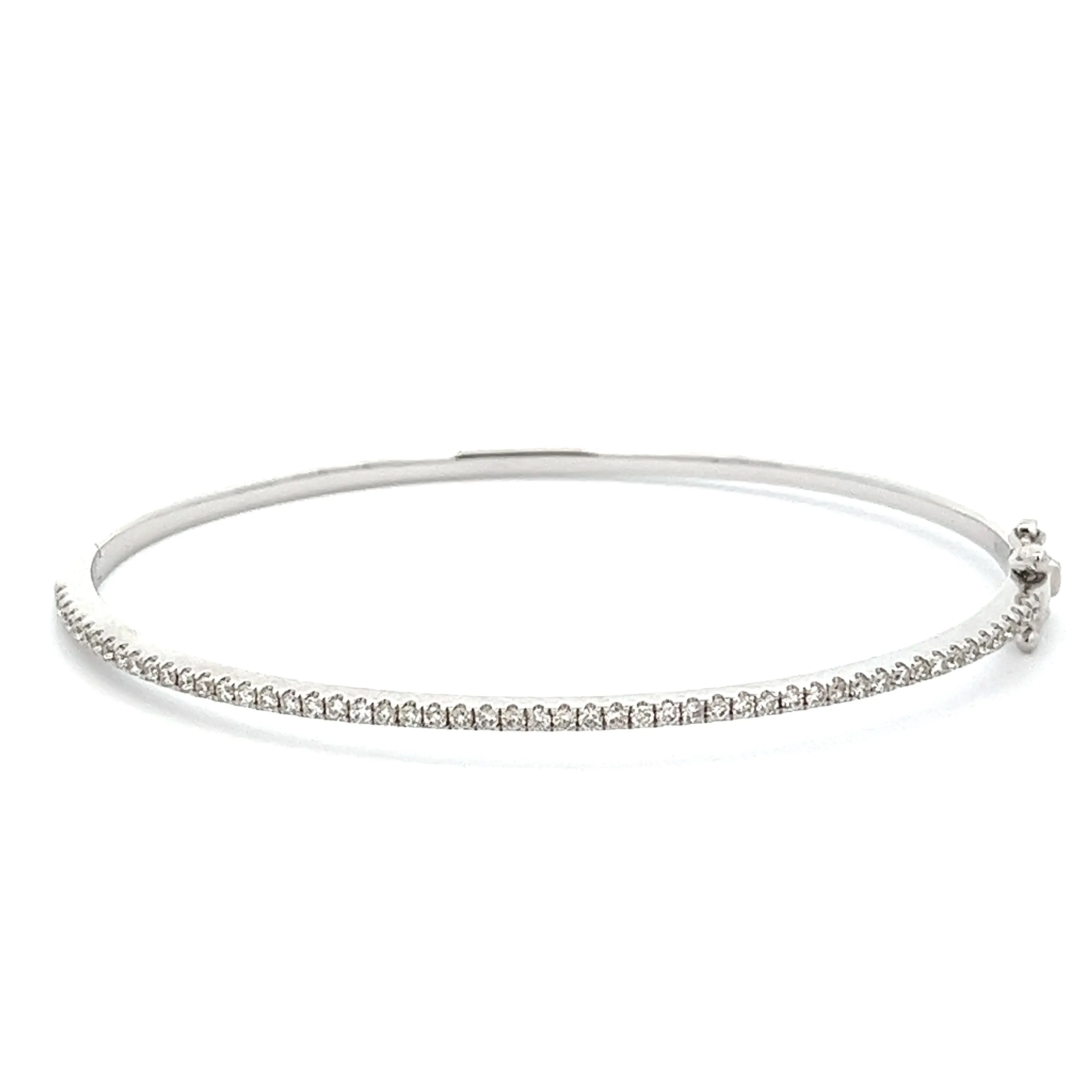 14k White Gold Diamond Bangle