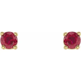 14K Yellow 2.5 mm Lab-Grown Ruby Stud Earrings