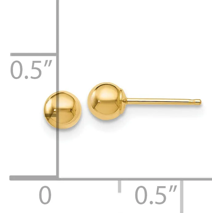 14k Yellow Gold 4mm Ball Post Earrings