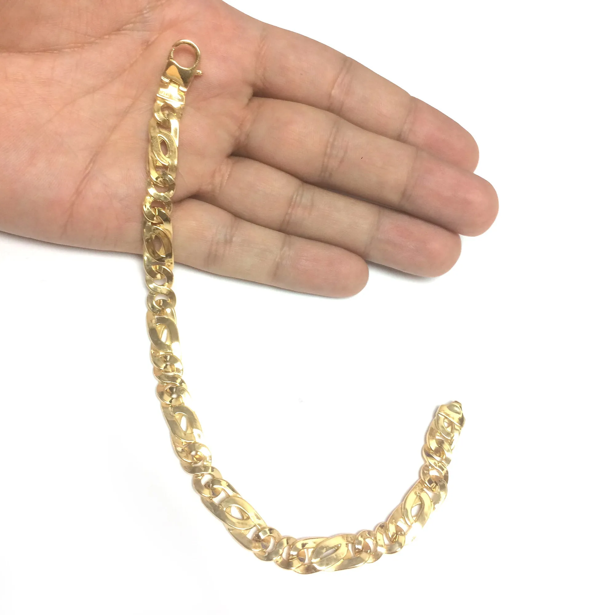 14k Yellow Gold Fancy Infinity Link Mens Bracelet, 8.5"