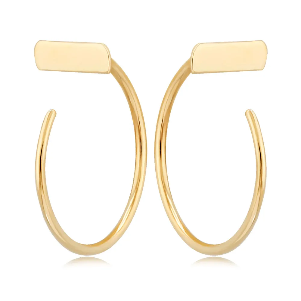 14k Yellow Gold Hoop with Bar Top