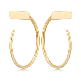 14k Yellow Gold Hoop with Bar Top