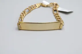 14k Yellow Gold ID Figaro Bracelet (Length 7 1/2")