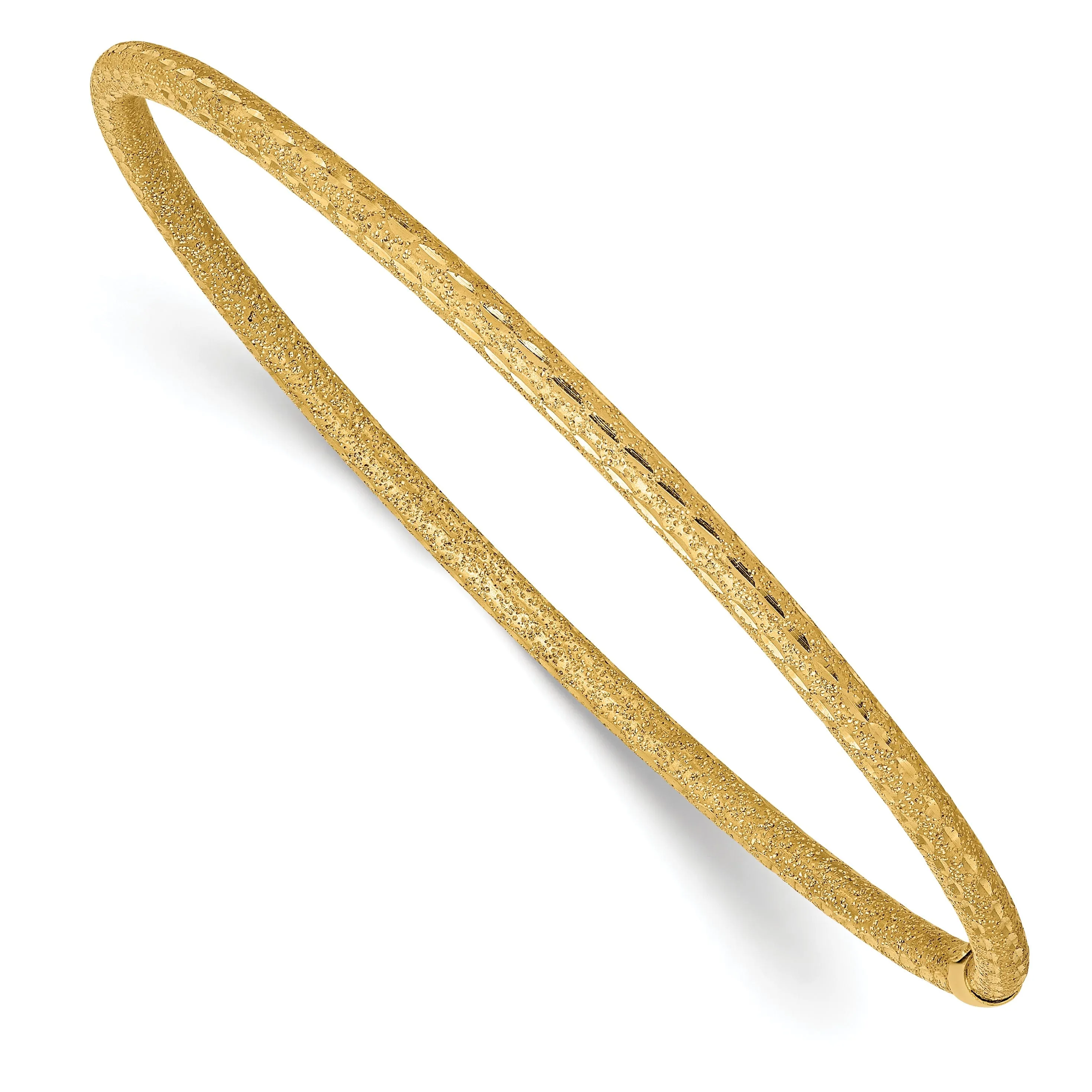 14k Yellow Gold Laser Design D.C Tube Slip-on Bangle