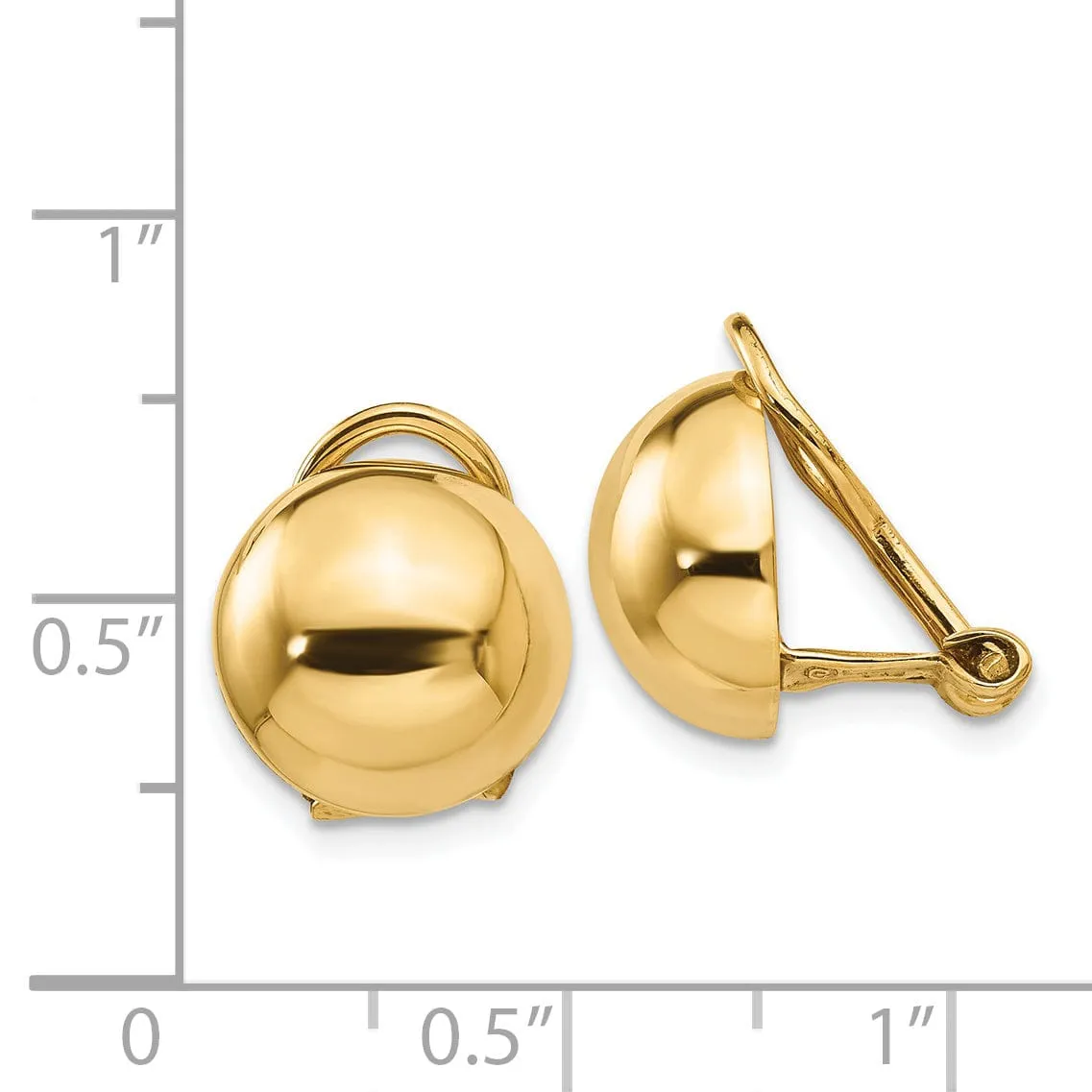 14k Yellow Gold Non-pierced Ball Earrings