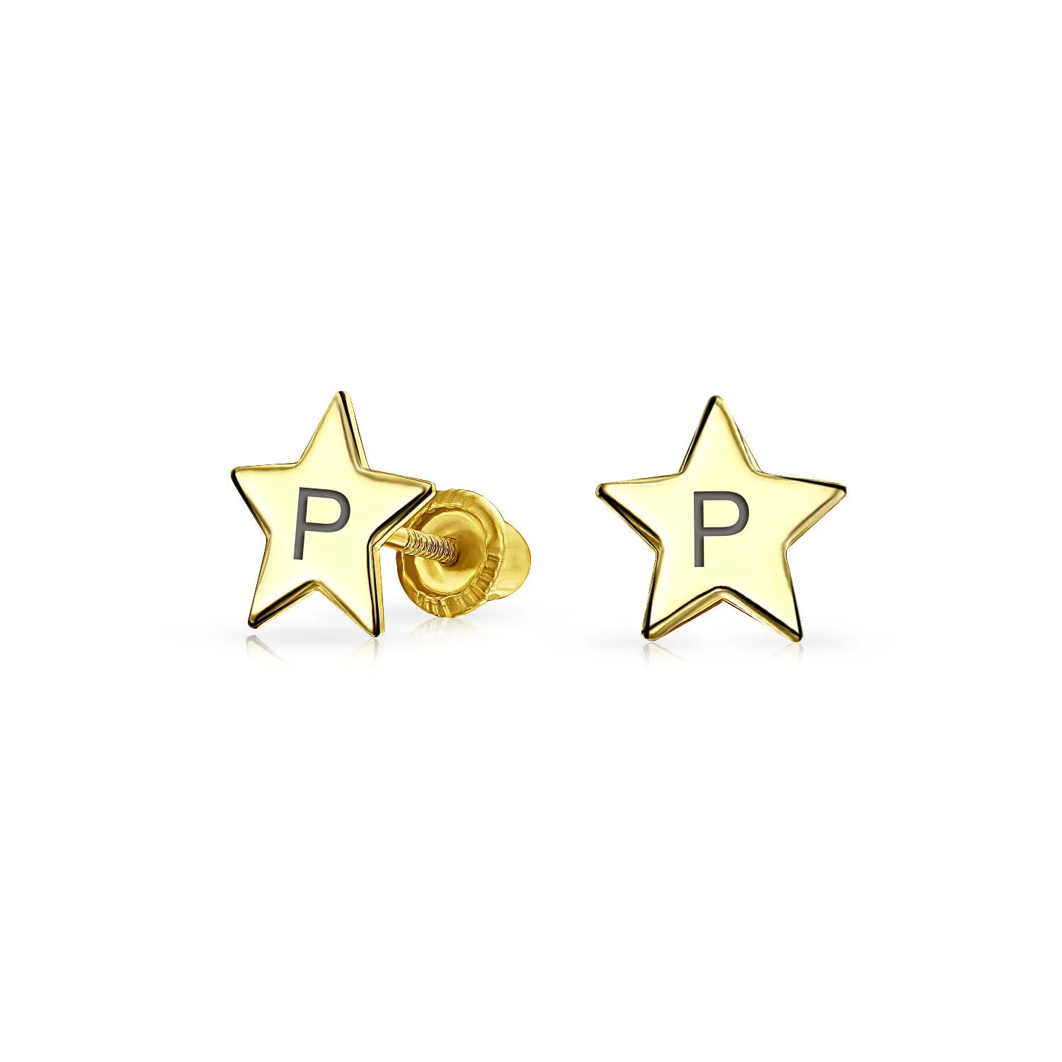 14K Gold USA Celestial Cartilage Ear Lobe Threader Tiny Star Stud Earrings