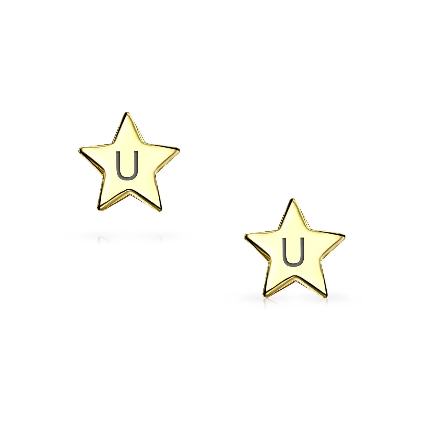 14K Gold USA Celestial Cartilage Ear Lobe Threader Tiny Star Stud Earrings