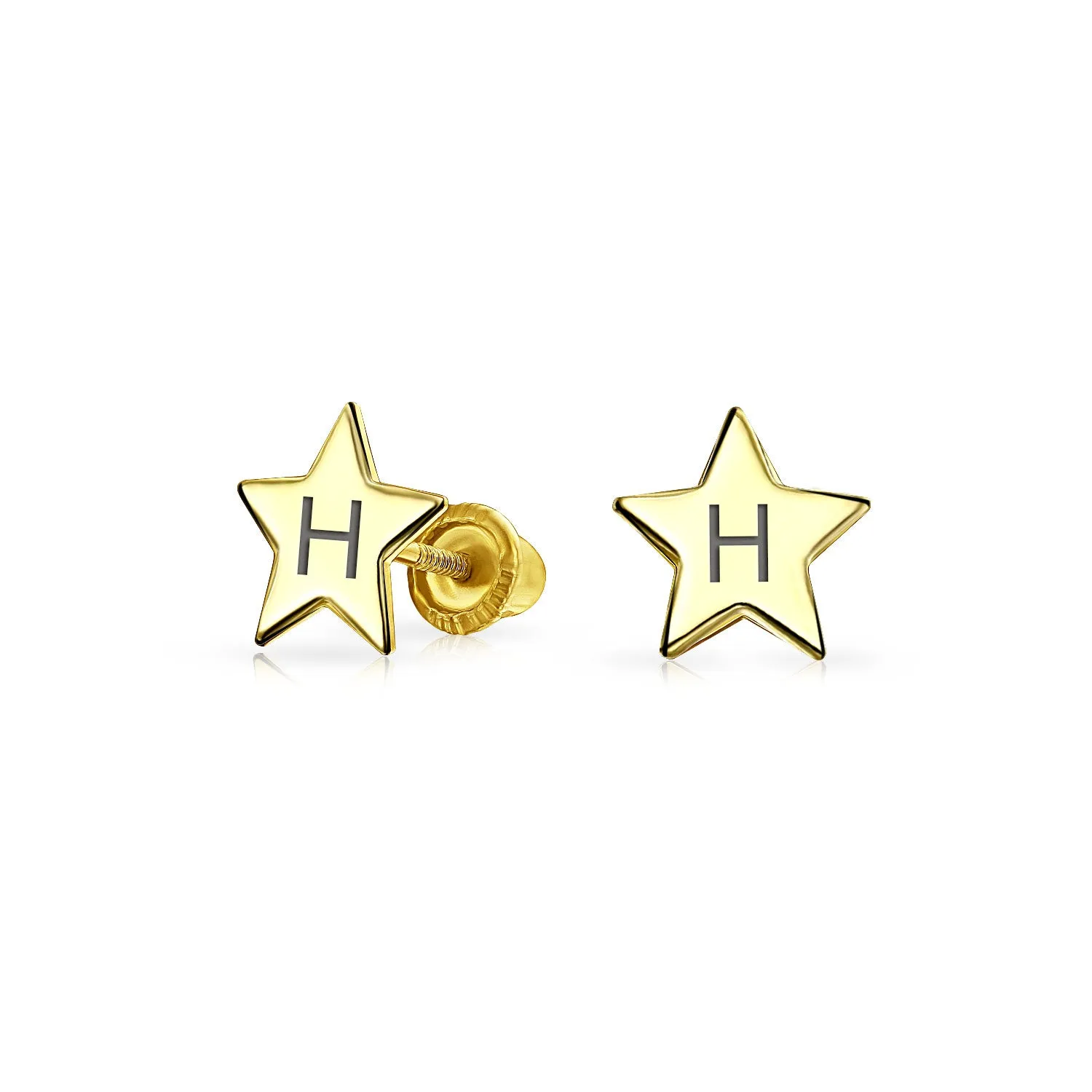 14K Gold USA Celestial Cartilage Ear Lobe Threader Tiny Star Stud Earrings