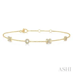 1/5 ctw 'XO' Round Cut Diamond Station Bracelet in 10K Yellow Gold