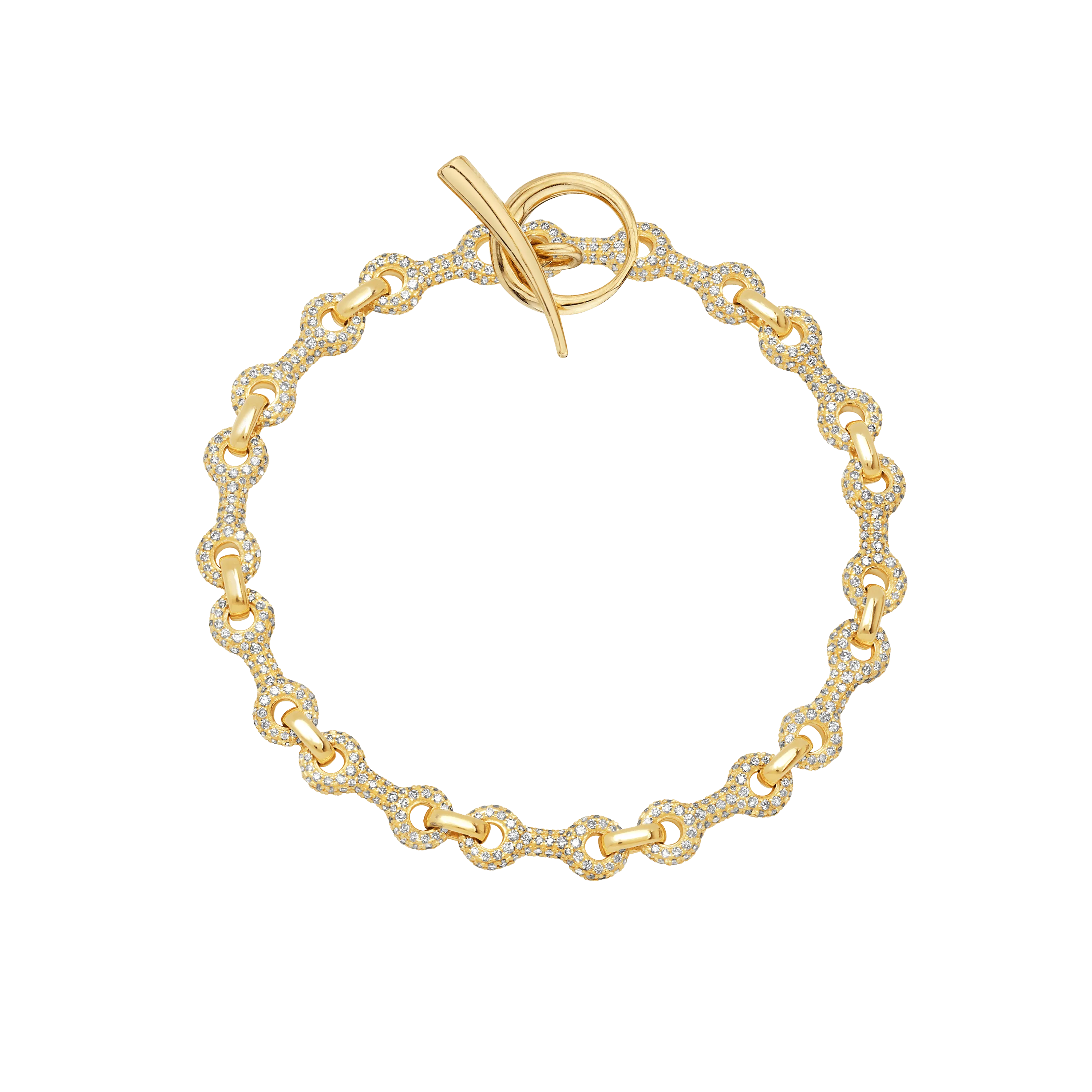 15 MM Double Beam Chain Continuo Bracelet with Pavé Links