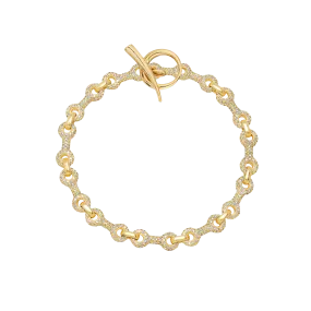 15 MM Double Beam Chain Continuo Bracelet with Pavé Links