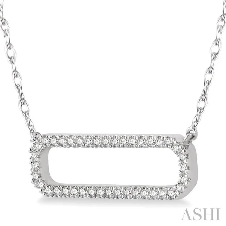 1/6 Ctw Round Cut Diamond Rounded Rectangle Necklace in 10K White Gold