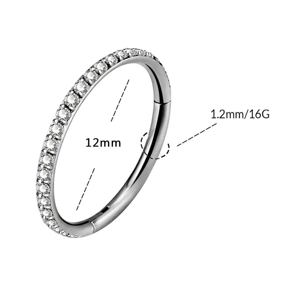 16G CZ Titanium Segment Cartilage Hoop Earrings