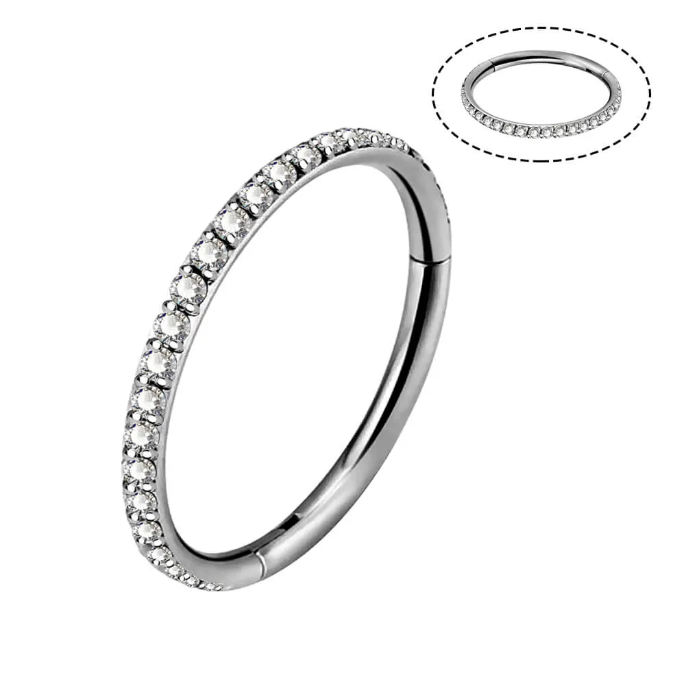 16G CZ Titanium Segment Cartilage Hoop Earrings