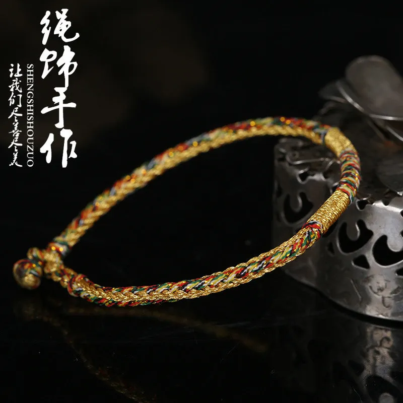 17cm Festival folk style red hand woven Rope Bracelet or Anklet - Free Shipping to N.A.