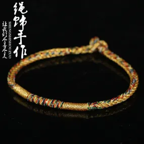 17cm Festival folk style red hand woven Rope Bracelet or Anklet - Free Shipping to N.A.