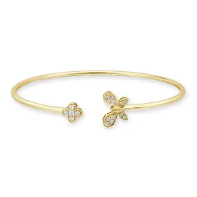 18k Gold & Diamond Butterfly Flexible Bangle - 0.17ct